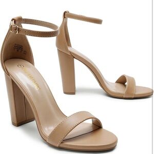 Elegant Tan Block Heel Sandals